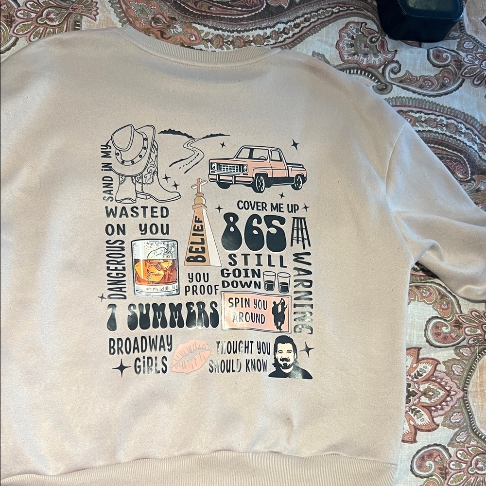 Morgan Wallen Beige Graphic Sweater